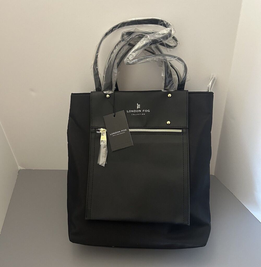 London Fog Nordic Multimedia Tote Black Medium Bag Purse